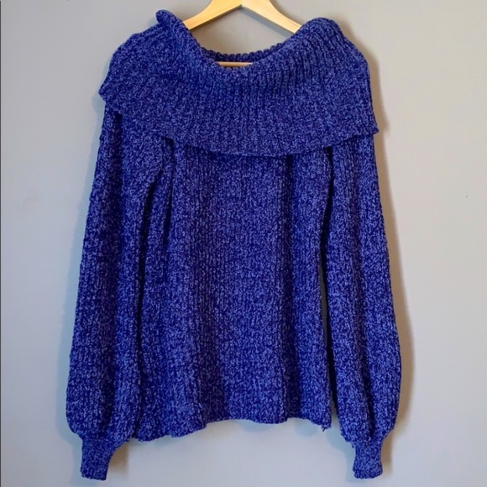 andthewhy Purple Chenille Cowl Neck Sweater